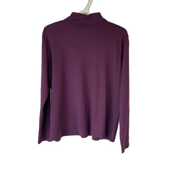 L.L.Bean Plum/Berry Purple 100% Cotton Turtleneck-T XL REG Warm Fall Layer Basic - Picture 3 of 9